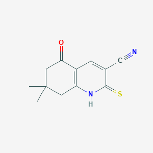 molecular formula C12H12N2OS B8806374 7,7-Dimethyl-5-oxo-2-thioxo-1,2,5,6,7,8-hexahydroquinoline-3-carbonitrile 