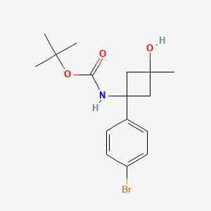 molecular formula C16H22BrNO3 B8806382 tert-butyl N-[trans-1-(4-bromophenyl)-3-hydroxy-3-methylcyclobutyl]carbamate 