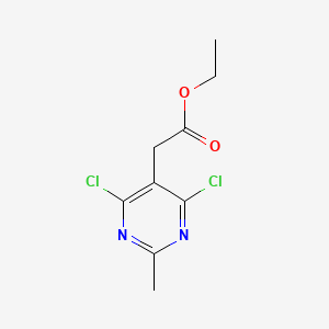 molecular formula C9H10Cl2N2O2 B8806411 Ethyl 2-(4,6-dichloro-2-methylpyrimidin-5-yl)acetate 