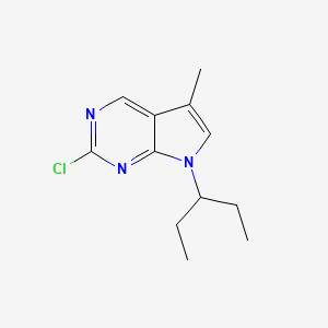 molecular formula C12H16ClN3 B8806486 2-Chloro-5-methyl-7-(pentan-3-yl)-7H-pyrrolo[2,3-d]pyrimidine 