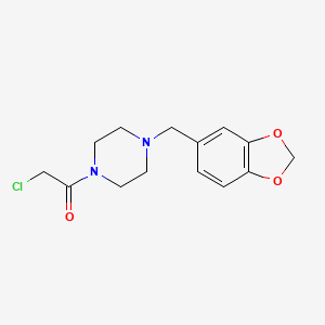 molecular formula C14H17ClN2O3 B8806640 1-[4-(1,3-Benzodioxol-5-ylmethyl)piperazin-1-yl]-2-chloroethanone 