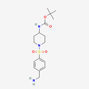 molecular formula C17H27N3O4S B8807302 tert-Butyl (1-((4-(aminomethyl)phenyl)sulfonyl)piperidin-4-yl)carbamate 