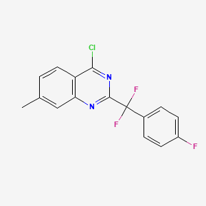 molecular formula C16H10ClF3N2 B8807361 4-Chloro-2-(difluoro(4-fluorophenyl)methyl)-7-methylquinazoline 