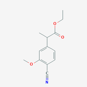 molecular formula C13H15NO3 B8807629 Ethyl 2-(4-cyano-3-methoxyphenyl)propanoate 
