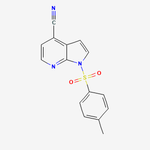 molecular formula C15H11N3O2S B8807682 1H-Pyrrolo[2,3-B]pyridine-4-carbonitrile, 1-[(4-methylphenyl)sulfonyl]- 