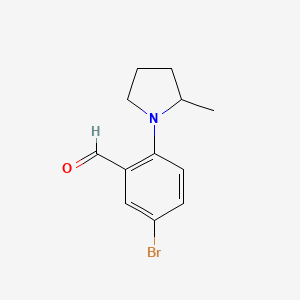 molecular formula C12H14BrNO B8808296 5-Bromo-2-(2-methylpyrrolidin-1-YL)benzaldehyde 