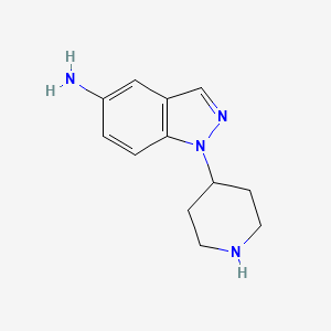 molecular formula C12H16N4 B8808546 1-(Piperidin-4-yl)-1H-indazol-5-amine 