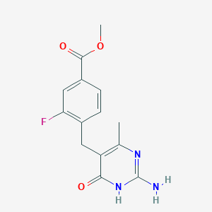 molecular formula C14H14FN3O3 B8808582 Methyl 4-((2-amino-4-hydroxy-6-methylpyrimidin-5-yl)methyl)-3-fluorobenzoate 