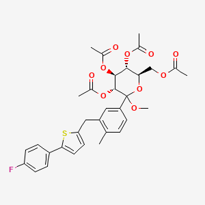 molecular formula C33H35FO10S B8809178 (3R,4S,5R,6R)-6-(acetoxymethyl)-2-(3-((5-(4-fluorophenyl)thiophen-2-yl)methyl)-4-methylphenyl)-2-methoxytetrahydro-2H-pyran-3,4,5-triyl 