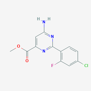 molecular formula C12H9ClFN3O2 B8809207 Methyl 6-amino-2-(4-chloro-2-fluorophenyl)pyrimidine-4-carboxylate 