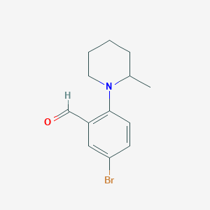 molecular formula C13H16BrNO B8809275 5-Bromo-2-(2-methylpiperidin-1-YL)benzaldehyde 