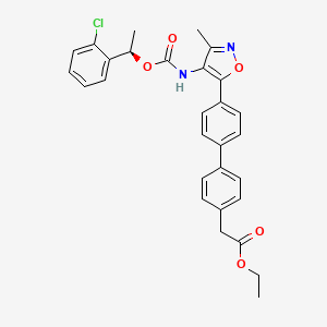 molecular formula C29H27ClN2O5 B8809499 [1,1'-Biphenyl]-4-acetic acid, 4'-[4-[[[(1R)-1-(2-chlorophenyl)ethoxy]carbonyl]amino]-3-methyl-5-isoxazolyl]-, ethyl ester 