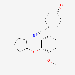 molecular formula C19H23NO3 B8810053 1-(3-(Cyclopentyloxy)-4-methoxyphenyl)-4-oxocyclohexanecarbonitrile 