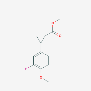 molecular formula C13H15FO3 B8810249 Ethyl 2-(3-fluoro-4-methoxyphenyl)cyclopropanecarboxylate 