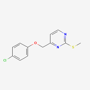 molecular formula C12H11ClN2OS B8810340 4-((4-Chlorophenoxy)methyl)-2-(methylthio)pyrimidine 