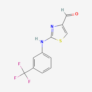 molecular formula C11H7F3N2OS B8810430 2-((3-(Trifluoromethyl)phenyl)amino)thiazole-4-carbaldehyde 