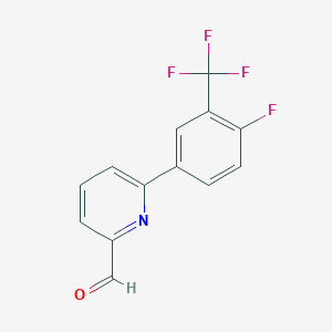 molecular formula C13H7F4NO B8810910 6-(4-Fluoro-3-(trifluoromethyl)phenyl)picolinaldehyde 