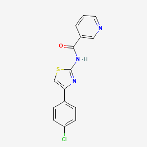 molecular formula C15H10ClN3OS B8810969 3-Pyridinecarboxamide, N-(4-(4-chlorophenyl)-2-thiazolyl)- CAS No. 66063-69-2