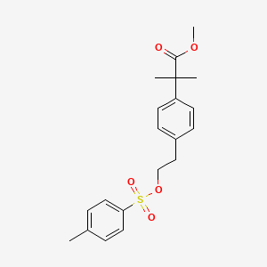 molecular formula C20H24O5S B8810989 2-Methyl-2-{4-[2-(toluene-4-sulfonyloxy)-ethyl]-phenyl}-propionic acid methylester 