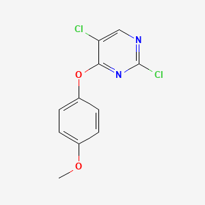 molecular formula C11H8Cl2N2O2 B8811248 2,5-Dichloro-4-(4-methoxyphenoxy)pyrimidine 