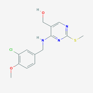 molecular formula C14H16ClN3O2S B8811267 (4-((3-Chloro-4-methoxybenzyl)amino)-2-(methylthio)pyrimidin-5-yl)methanol CAS No. 330785-85-8