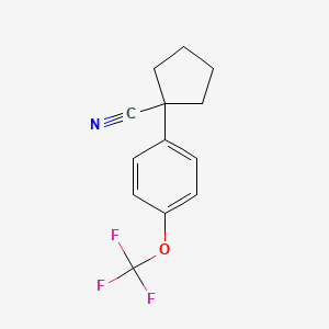 molecular formula C13H12F3NO B8811312 1-[4-(Trifluoromethoxy)phenyl]cyclopentanecarbonitrile 