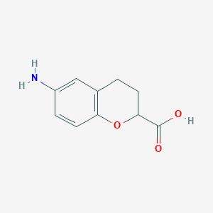 molecular formula C10H11NO3 B8811633 6-Aminochroman-2-carboxylic acid 