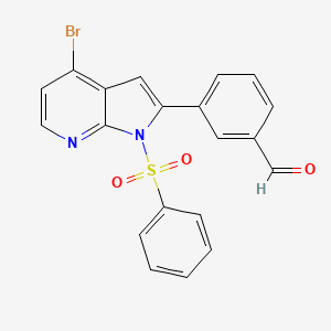 molecular formula C20H13BrN2O3S B8812296 3-(4-Bromo-1-(phenylsulfonyl)-1H-pyrrolo[2,3-b]pyridin-2-yl)benzaldehyde 