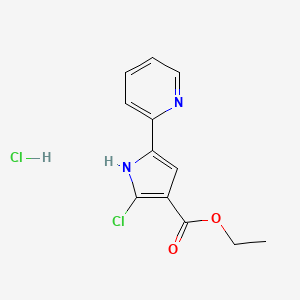 molecular formula C12H12Cl2N2O2 B8812418 Ethyl 2-chloro-5-(pyridin-2-yl)-1H-pyrrole-3-carboxylate hydrochloride 