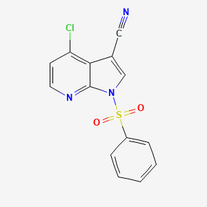 molecular formula C14H8ClN3O2S B8813500 1H-Pyrrolo[2,3-B]pyridine-3-carbonitrile, 4-chloro-1-(phenylsulfonyl)- CAS No. 920965-86-2