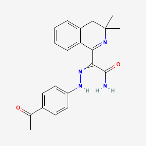 molecular formula C21H22N4O2 B8813944 2-[(4-acetylphenyl)hydrazinylidene]-2-(3,3-dimethyl-4H-isoquinolin-1-yl)acetamide 
