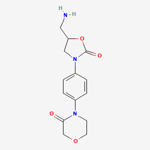 molecular formula C14H17N3O4 B8814479 4-{4-[5-(Aminomethyl)-2-oxo-1,3-oxazolidin-3-YL]phenyl}morpholin-3-one CAS No. 1265682-11-8
