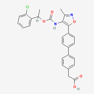 molecular formula C27H23ClN2O5 B8814689 [1,1'-Biphenyl]-4-acetic acid, 4'-[4-[[[1-(2-chlorophenyl)ethoxy]carbonyl]amino]-3-methyl-5-isoxazolyl]- 