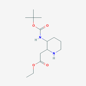 molecular formula C14H26N2O4 B8815992 Ethyl 2-(3-((tert-butoxycarbonyl)amino)piperidin-2-yl)acetate 