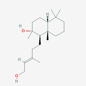 molecular formula C20H36O2 B089195 (1R,4aβ)-Decahydro-1β-[(E)-5-hydroxy-3-methyl-3-pentenyl]-2,5,5,8aβ-tetramethylnaphthalen-2α-ol CAS No. 11056-03-4