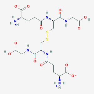 B089474 (2S)-2-azaniumyl-5-[[(2R)-3-[[(2R)-2-[[(4S)-4-azaniumyl-4-carboxylatobutanoyl]amino]-3-(carboxymethylamino)-3-oxopropyl]disulfanyl]-1-(carboxymethylamino)-1-oxopropan-2-yl]amino]-5-oxopentanoate CAS No. 121-24-4