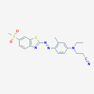 molecular formula C20H21N5O2S2 B090685 3-[Ethyl[3-methyl-4-[[6-(methylsulphonyl)benzothiazol-2-yl]azo]phenyl]amino]propiononitrile CAS No. 16588-67-3