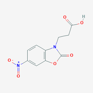 molecular formula C10H8N2O6 B090721 3-(6-硝基-2-氧代-1,3-苯并恶唑-3(2H)-基)丙酸 CAS No. 17124-57-1