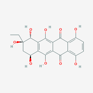 molecular formula C20H18O9 B091422 (7R)-8-Ethyl-7,8,9,10-tetrahydro-1,4,6,7β,8α,10α,11-heptahydroxy-5,12-naphthacenedione CAS No. 17514-32-8