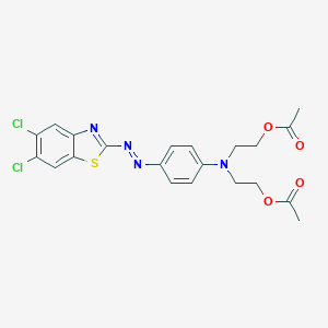 molecular formula C21H20Cl2N4O4S B009191 2-[4-[Bis(2-acetoxyethyl)amino]phenylazo]-5,6-dichlorobenzothiazole CAS No. 104495-87-6