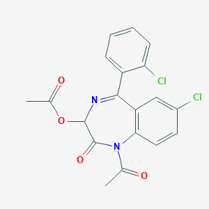 molecular formula C19H14Cl2N2O4 B091917 1-Acetyl-3-(acetyloxy)-7-chloro-5-(2-chlorophenyl)-1,3-dihydro-2h-1,4-benzodiazepin-2-one CAS No. 18878-17-6