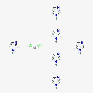 molecular formula C18H24Cl2N12Ni B092569 Hexakis(1H-imidazole-N3)nickel(2+) dichloride CAS No. 15751-00-5