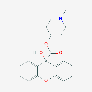 molecular formula C20H21NO4 B009281 Xanthene-9-carboxylic acid, 9-hydroxy-, 1-methyl-4-piperidinyl ester CAS No. 102585-03-5