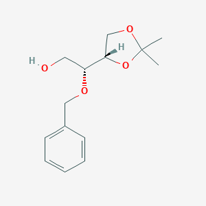 molecular formula C14H20O4 B009323 (2R)-2-[(4S)-2,2-Dimethyl-1,3-dioxolan-4-yl]-2-phenylmethoxyethanol CAS No. 104322-67-0