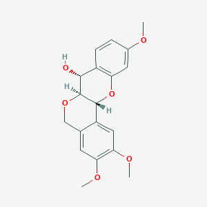 molecular formula C19H20O6 B093421 (6aS)-5,6aα,7,12aβ-Tetrahydro-2,3,10-trimethoxy[2]benzopyrano[4,3-b][1]benzopyran-7α-ol CAS No. 16877-49-9
