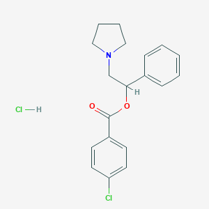 molecular formula C19H21Cl2NO2 B009371 Benzoic acid, p-chloro-, alpha-(1-pyrrolidinylmethyl)benzyl ester hydrochloride CAS No. 109936-63-2