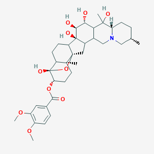 molecular formula C36H51NO10 B000094 [(6S,9S,12R,13S,14S,19S,22S,23S,25R)-10,12,13,14,23-pentahydroxy-6,10,19-trimethyl-24-oxa-4-azaheptacyclo[12.12.0.02,11.04,9.015,25.018,23.019,25]hexacosan-22-yl] 3,4-dimethoxybenzoate CAS No. 31329-58-5