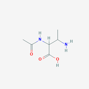 molecular formula C6H12N2O3 B009409 2-Acetamido-3-aminobutanoic acid CAS No. 103994-49-6