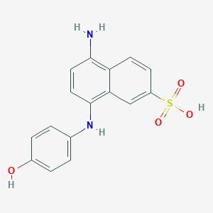 molecular formula C16H14N2O4S B094182 2-Naphthalenesulfonic acid, 5-amino-8-[(4-hydroxyphenyl)amino]- CAS No. 118-21-8