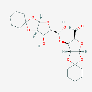 molecular formula C22H32O10 B094400 (3Ar,5S,6S,6aR)-6-[[(3aR,5S,6S,6aR)-6-hydroxyspiro[3a,5,6,6a-tetrahydrofuro[2,3-d][1,3]dioxole-2,1'-cyclohexane]-5-yl]-hydroxymethoxy]spiro[3a,5,6,6a-tetrahydrofuro[2,3-d][1,3]dioxole-2,1'-cyclohexane]-5-carbaldehyde CAS No. 15356-27-1